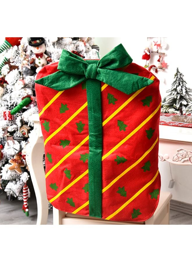 بيوينتي غطاء كرسي بتصميم حقيبة هدايا مزينة بعقدة فيونكة أحمر / أصفر / أخضر 60x48سم - Image 2