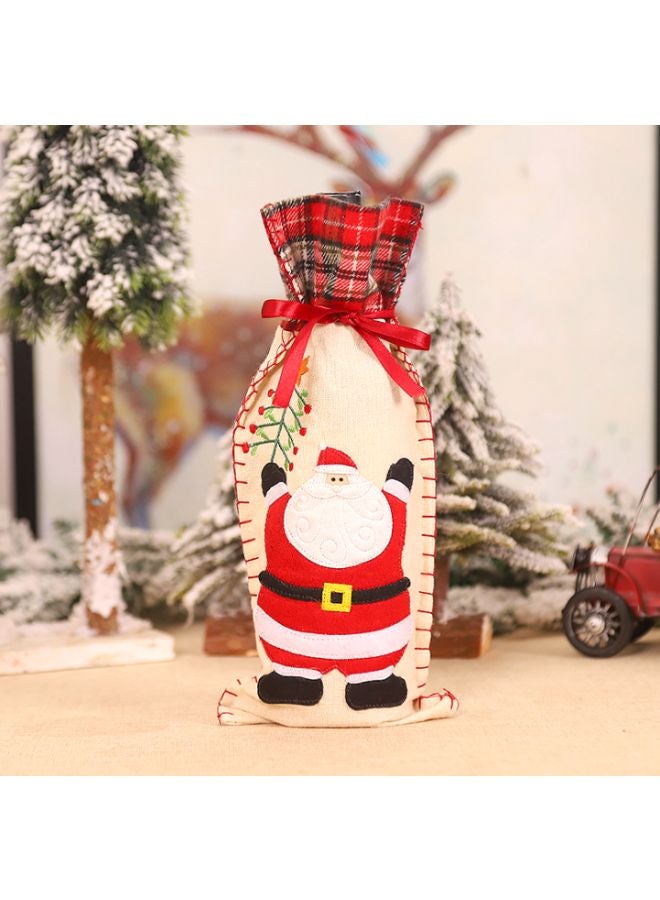 Beauenty Santa Plaid Bottle Cover Beige/Red/Green 34x15cm  - Image 2