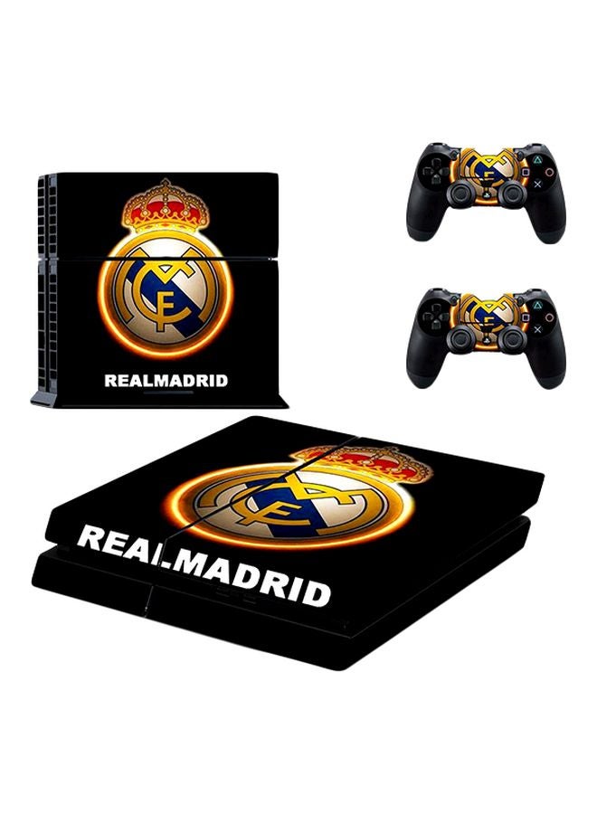 Decalac 3-Piece Real Madrid Logo Themed Sticker Cover For PS4 And 2 Controller Set 