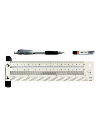 200mm T-Type Hole Ruler Marking Tool With Mechanical Pencil Set Silver/Black 28.5x8.2x10.8cm - v1598343729/N39884903A_1