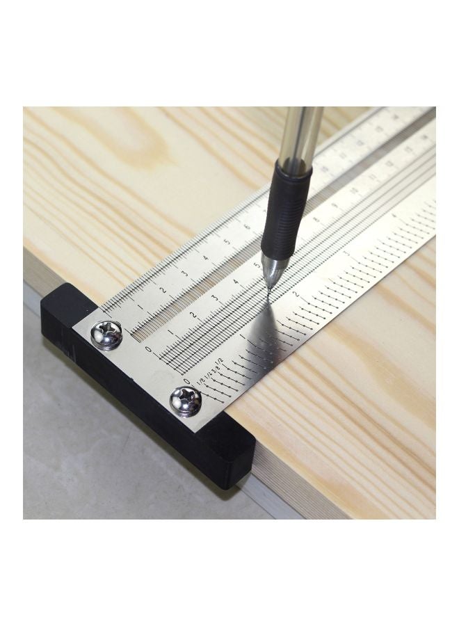 Generic 200mm T-Type Hole Ruler Marking Tool With Mechanical Pencil Set Silver/Black 28.5x8.2x10.8cm  - Image 5