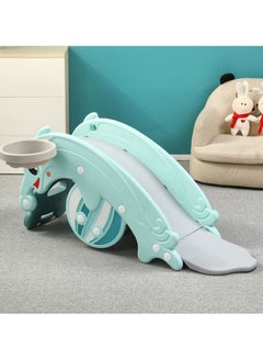 XIANGYU Double Rocking Horse And Slide - Green/Grey/White 102x34x47cm  - Image 2