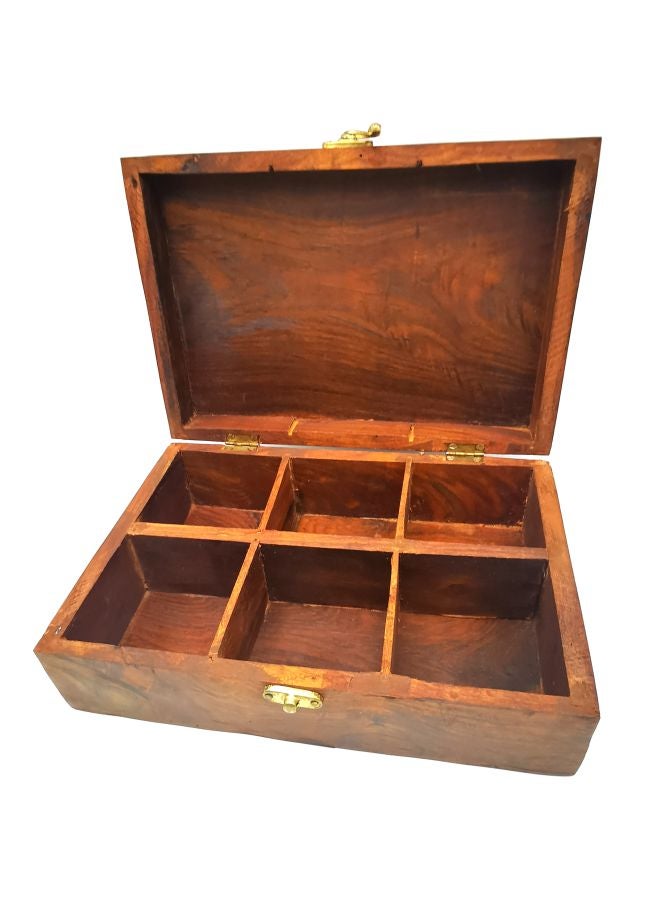 asmat 6-Slot Wooden Tea Storage Box Brown  - Image 2