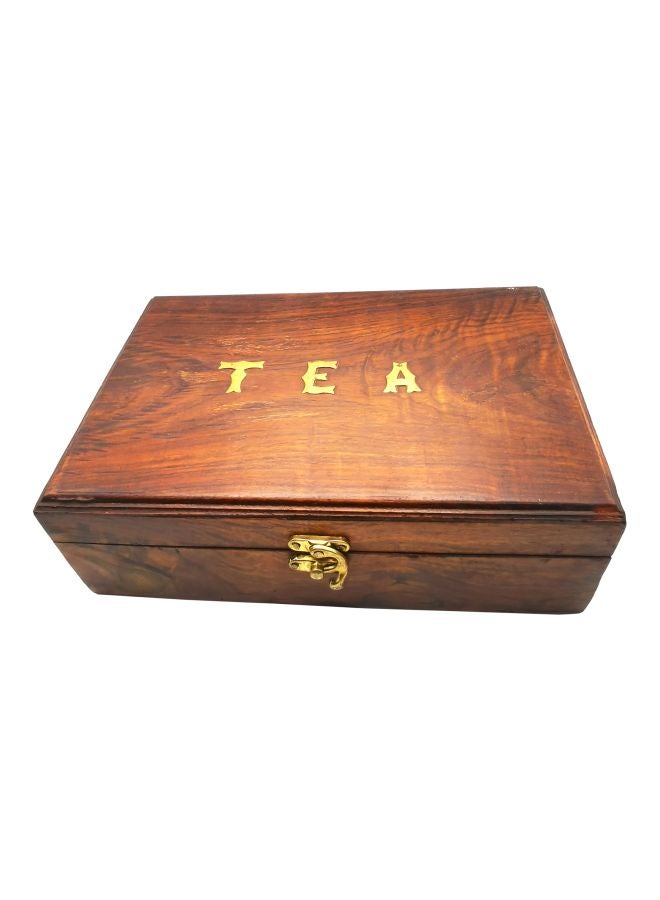 asmat 6-Slot Wooden Tea Storage Box Brown  - Image 1