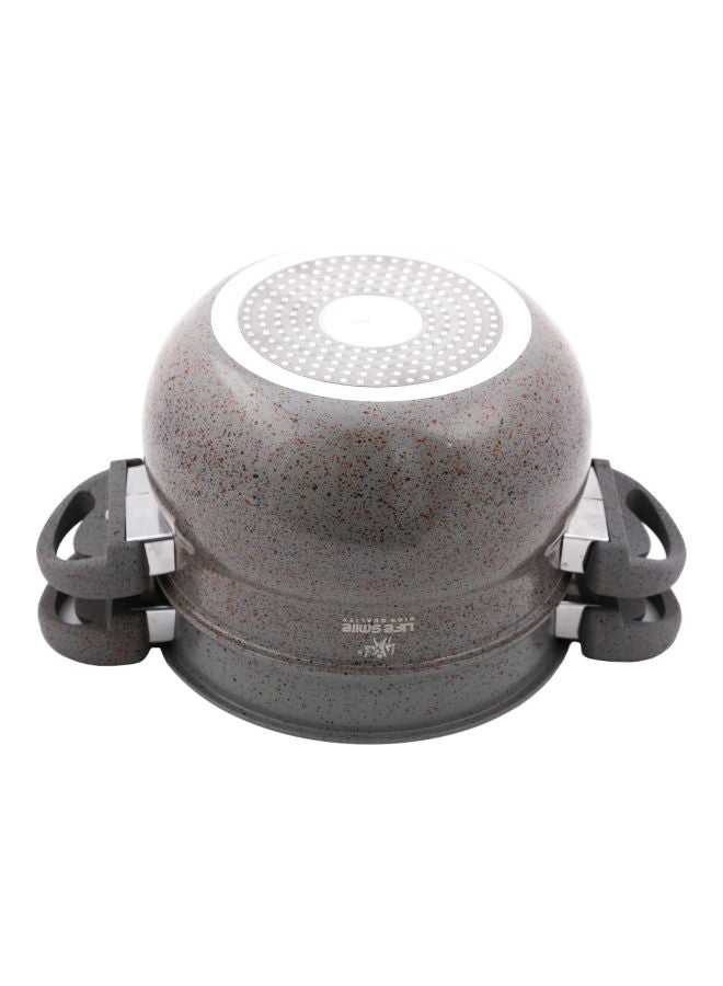 Life Smile - Granite Coated Aluminium Couscoussier Set Grey Stock Pot(20), Steamer(20)cm - Image 1