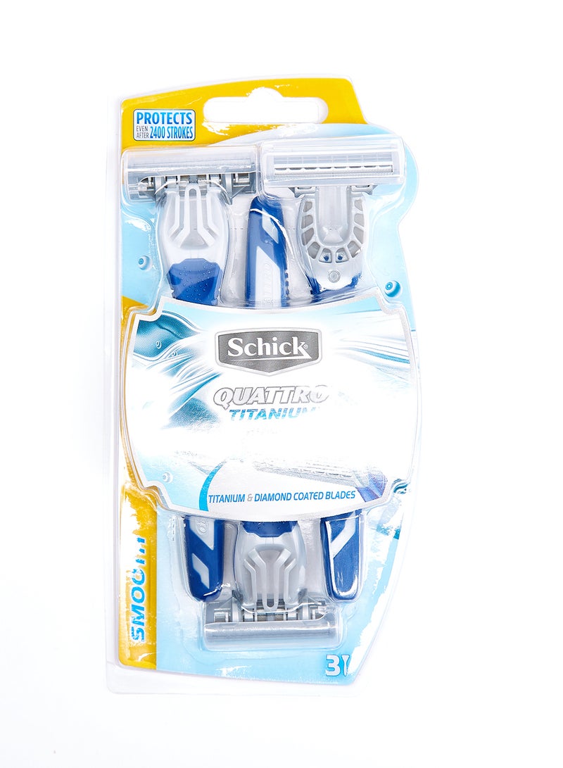 شيك مجموعة شفرات حلاقة كواترو تيتانيوم مع 4 أمواس مكونة من 3 قطع أزرق/رمادي - Image 1