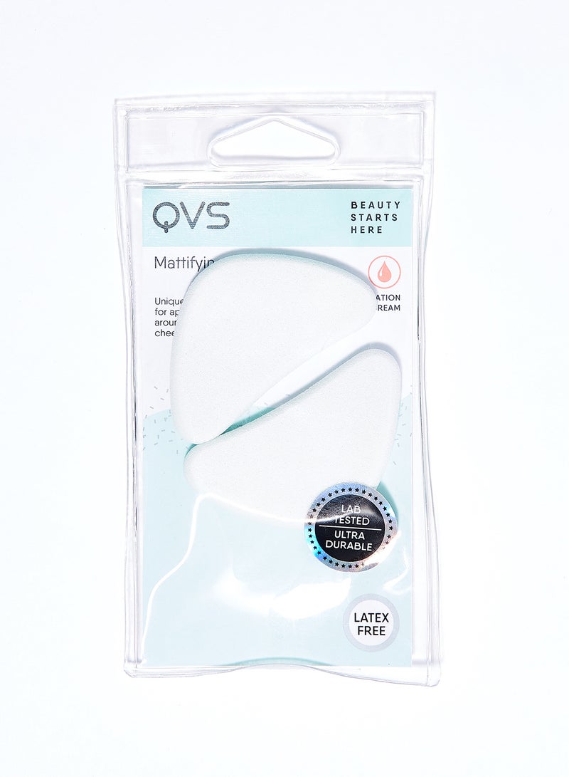 QVS 2-Piece Mattifying Sponge Set White 7.8x14.5x0.7cm  - Image 1