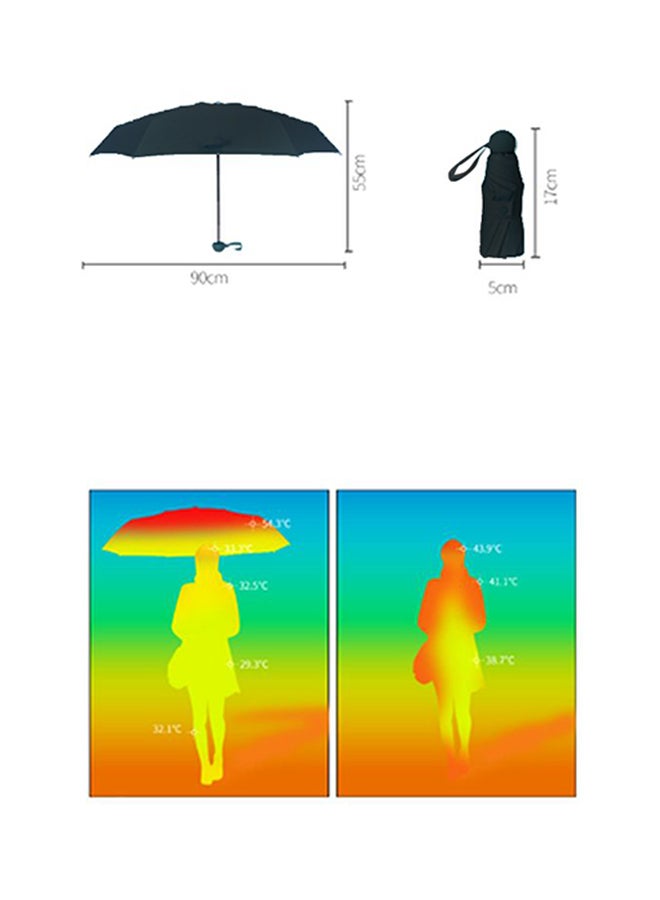 مظلة شمسية من الفينيل بتصميم طائر الفلامنجو مزودة ب 13 عظمة قابلة للطي أسود - Image 3