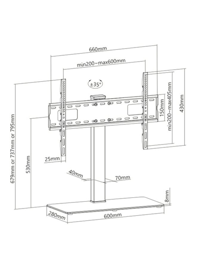 NEWSTAR Swivel TV Stand With Glass Base Black - Image 2