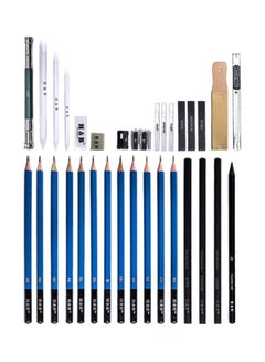 H&B 32-Piece Professional Pencil Drawing Kit Black/Blue/White  - Image 1