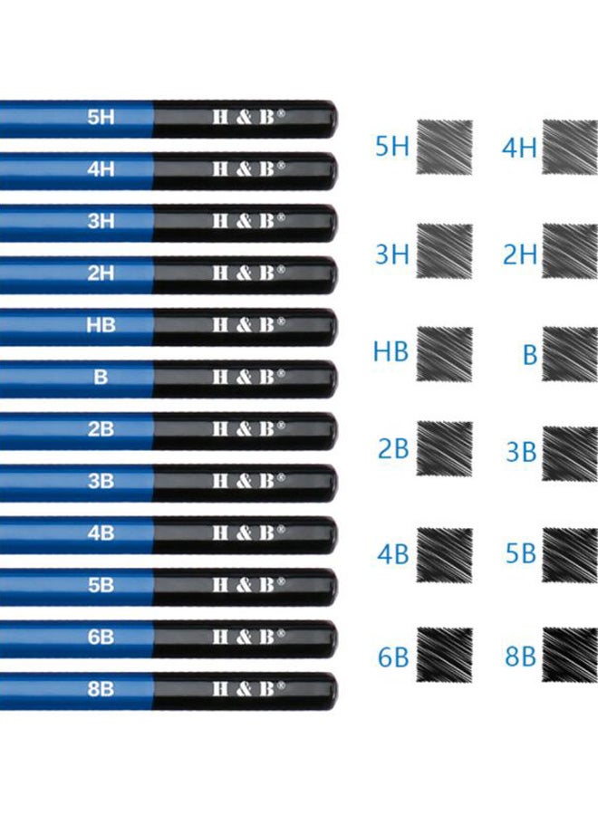 32-Piece Professional Pencil Drawing Kit Black/Blue/White