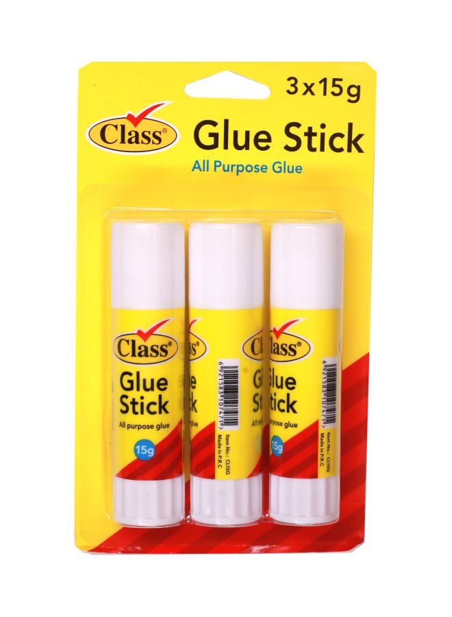 class Pack Of 3 All Purpose Glue Stick Clear 