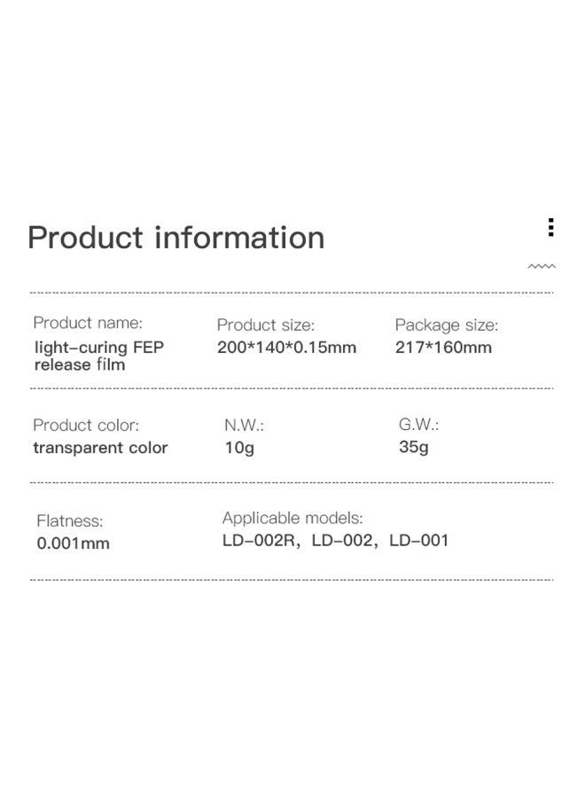Creality 3D - Professional Light-Curing FEP Release Film Sheet For 3D Printer Clear - Image 1