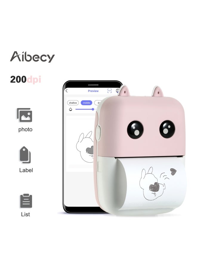 Aibecy Mini Pocket Thermal Printer 4.3x3.1x1.5inch Pink - Image 2