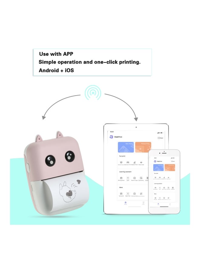 Aibecy Mini Pocket Thermal Printer 4.3x3.1x1.5inch Pink - Image 5
