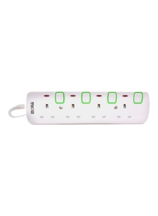 4-Way Power Extension Socket White/Red/Green - v1598355902/N39922842A_1