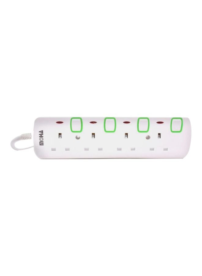 MOHA 4-Way Power Extension Socket White/Red/Green  - Image 1