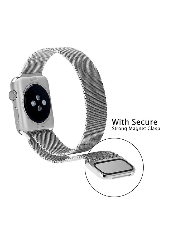Foxcon - Replacement Band For Apple Watch 7/6/SE/5/4 45/44/42mm Silver - Image 1