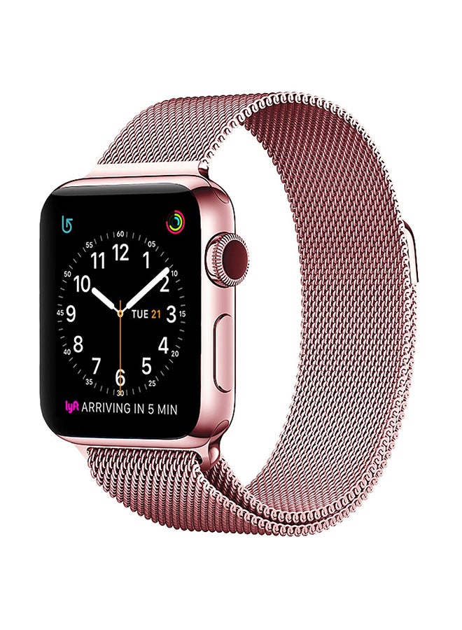 Foxcon Milanese Loop Stainless Steel Bracelet Strap Apple Watch Band for 41/40/38mm Rose Powder  - Image 2