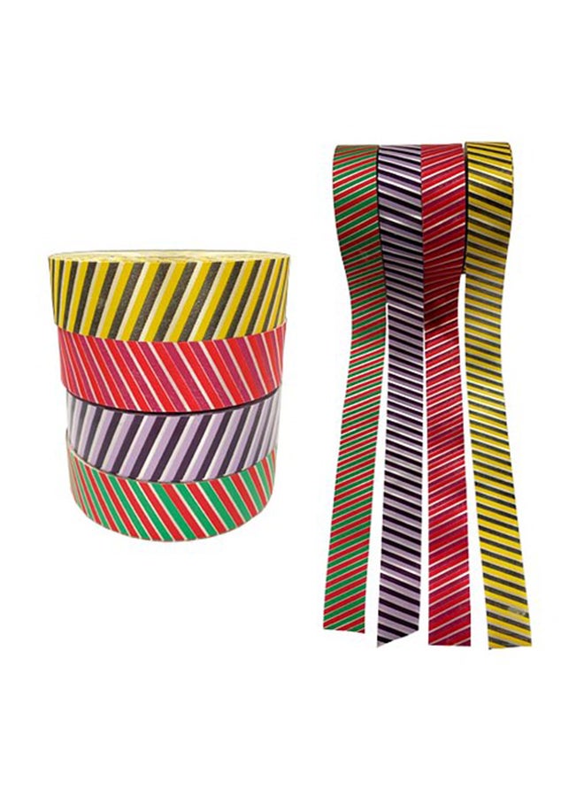GRACO - Pack Of 4 Imprime Stripes Gift Wrap Ribbons Multicolour - Image 1