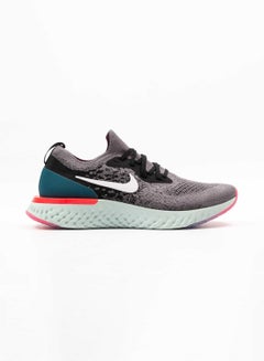 Men's Epic React Flyknit Shoes Gunsmoke/White-Black-Geode Teal-Hot Punc
