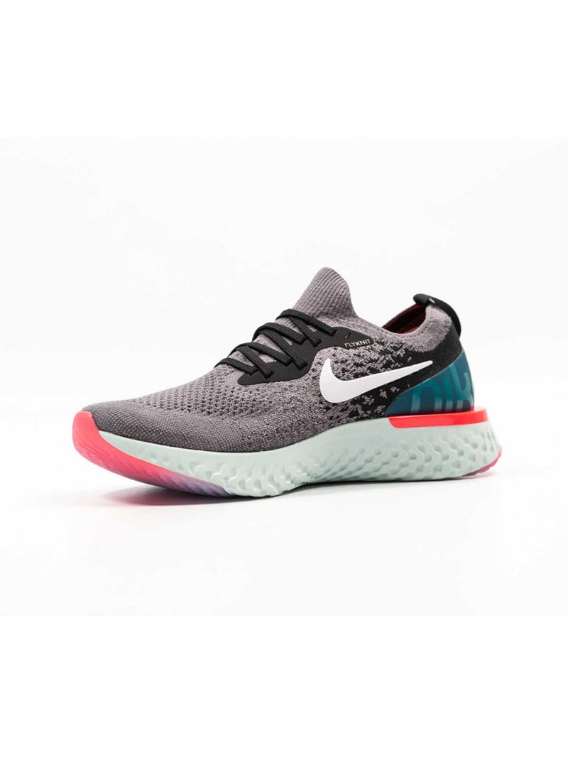 Nike - Men's Epic React Flyknit Shoes Gunsmoke/White-Black-Geode Teal-Hot Punc - Image 1