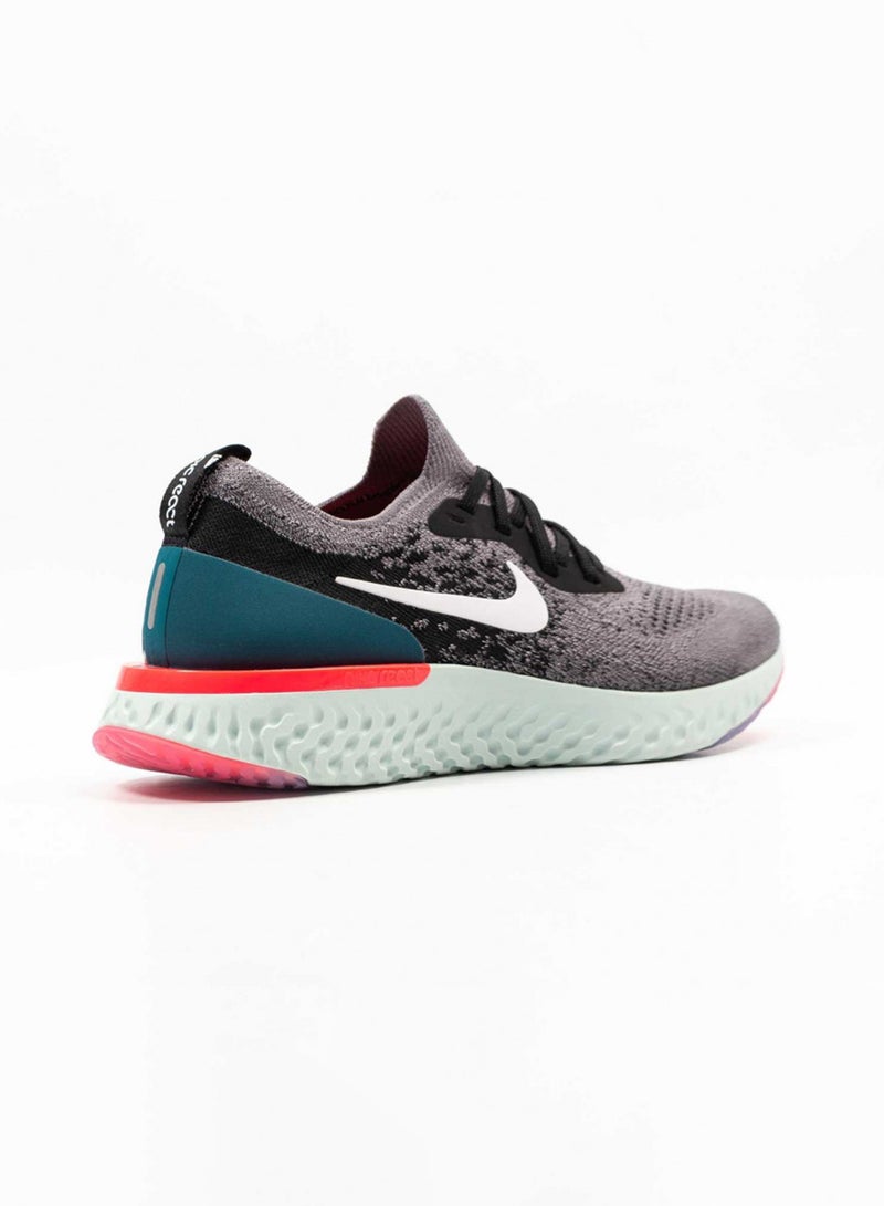 Nike - Men's Epic React Flyknit Shoes Gunsmoke/White-Black-Geode Teal-Hot Punc - Image 1