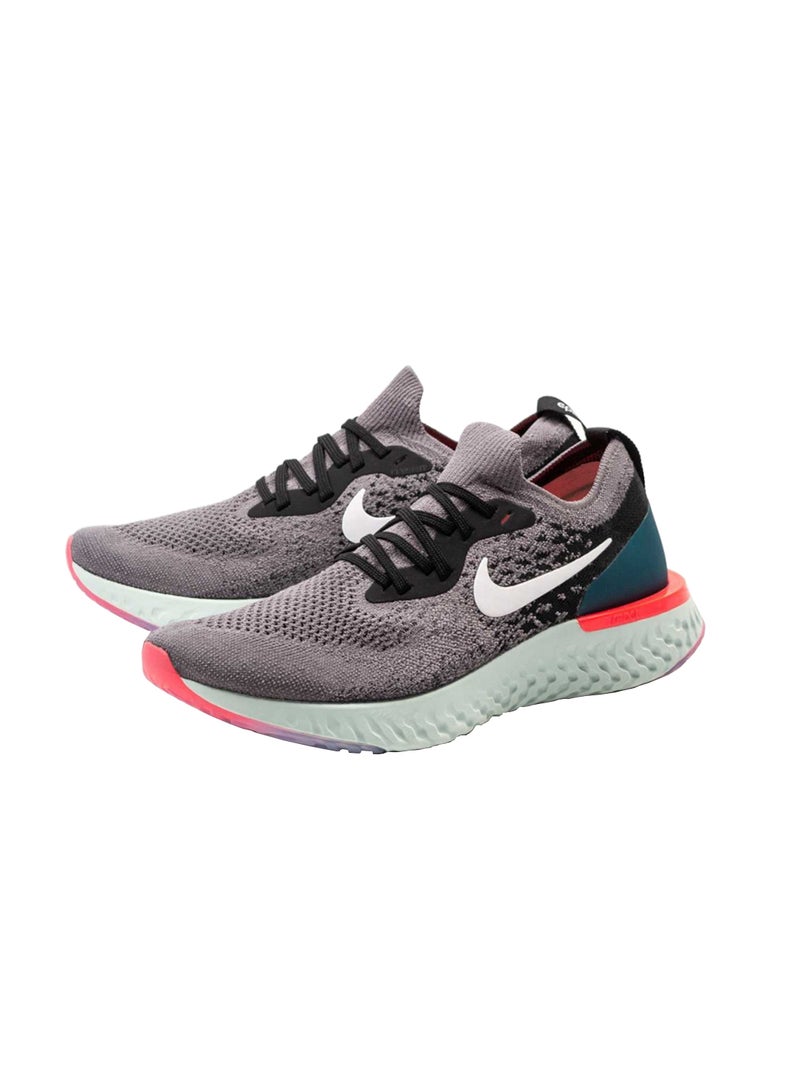 Nike - Men's Epic React Flyknit Shoes Gunsmoke/White-Black-Geode Teal-Hot Punc - Image 1