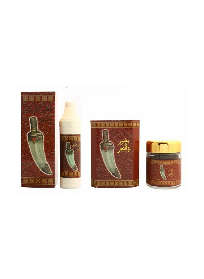Banafa 2-Piece Al Khanjar Fragrance Bakhour And House Air Freshener Set Brown 0.5Liters