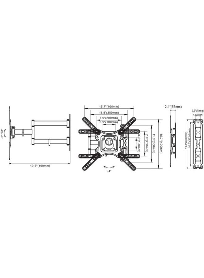 Full Motion Cantilever TV Wall Mount Black