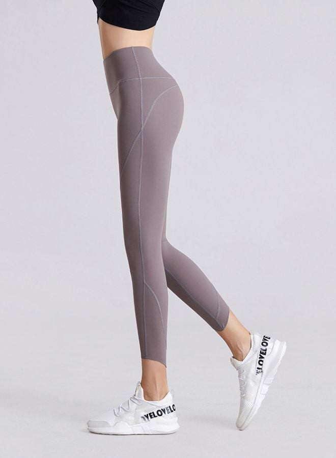 جوي شيك بنطال ضيق رياضي مرتفع الخصر رمادي - Image 4