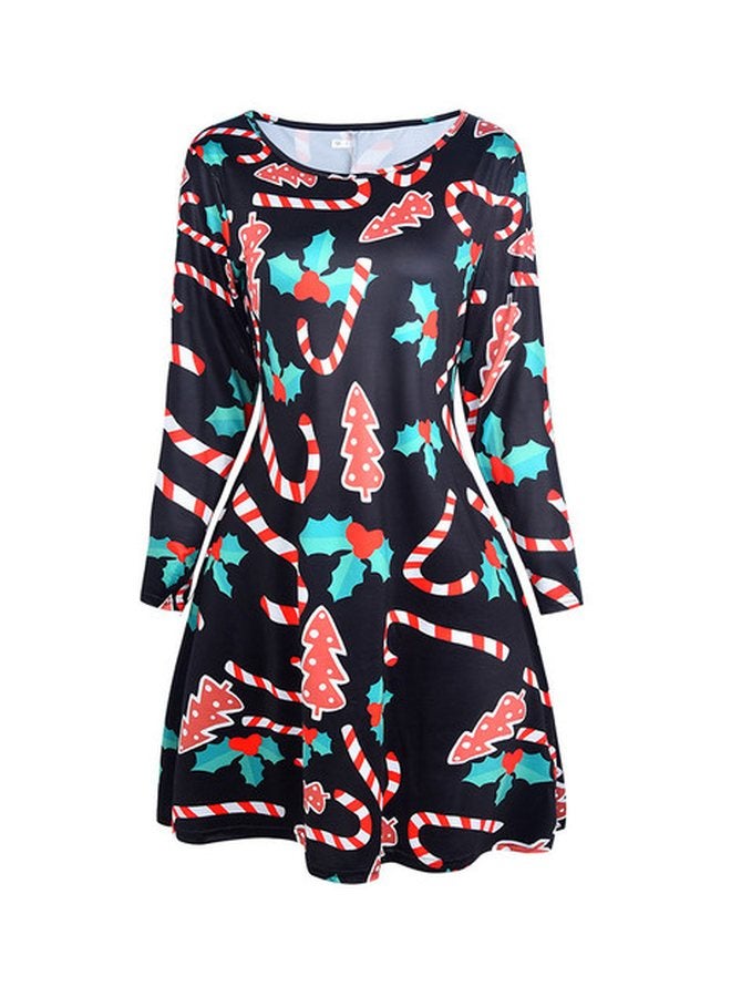 جوي شيك فستان قصير بطبعة الكريسماس أزرق/أحمر/أسود - Image 1