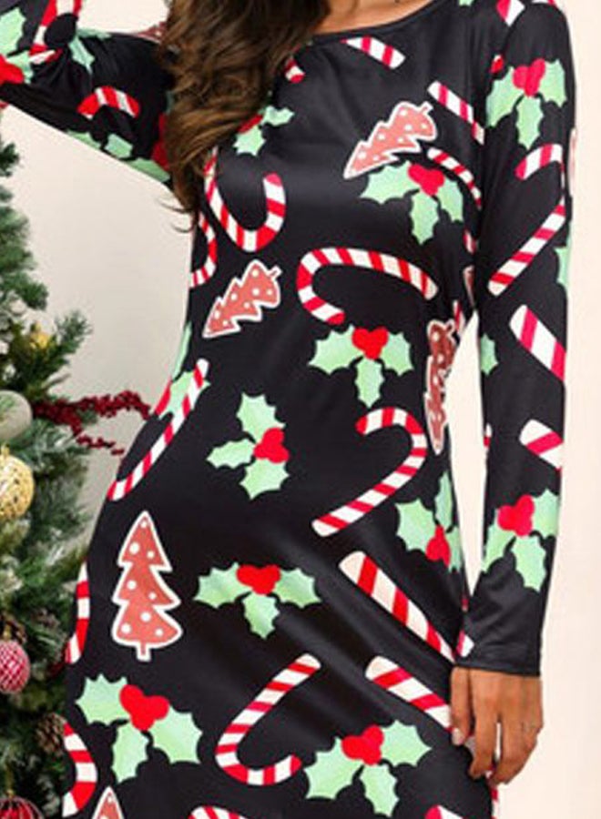 جوي شيك فستان قصير بطبعة الكريسماس أزرق/أحمر/أسود - Image 3