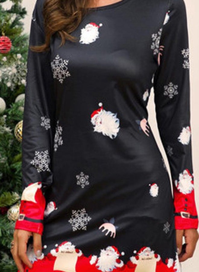 جوي شيك فستان قصير بطبعة الكريسماس أسود / أبيض / أحمر - Image 3