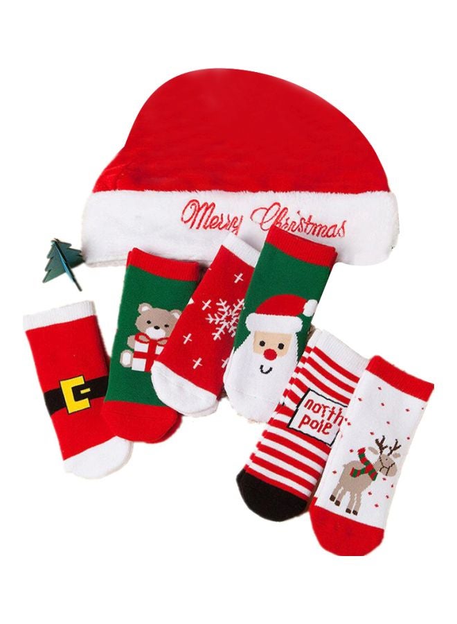 Joychic Pair Of 6 Christmas Themed Ankle Length Socks Red/Green/White  - Image 1