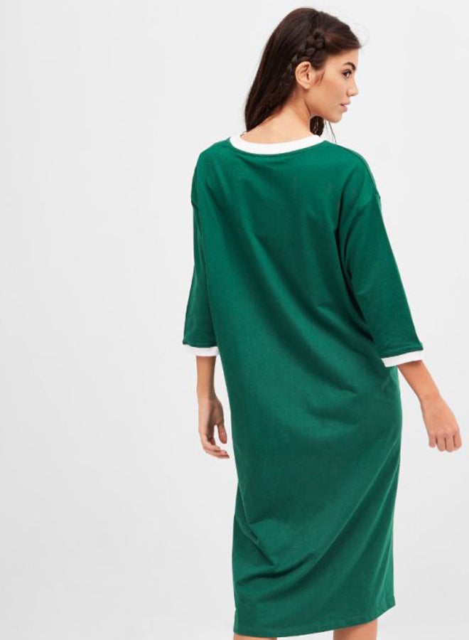 بلوايج فستان متوسط الطول ومزين بطبعة قلوب أخضر/أزرق - Image 2