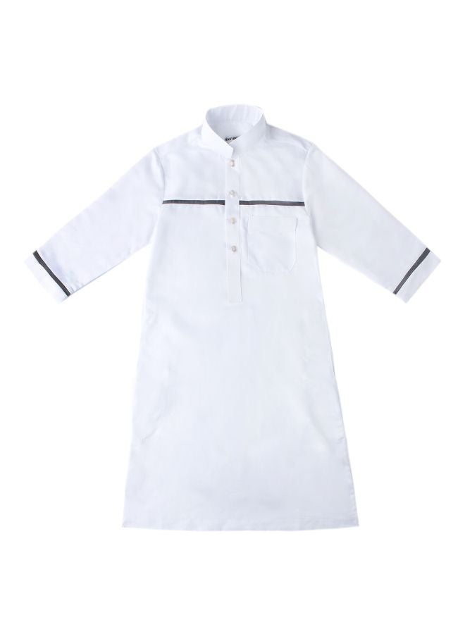 Hanyimidoo Pack Of 42 Kids High Neck Kandora White/Black  - Image 4