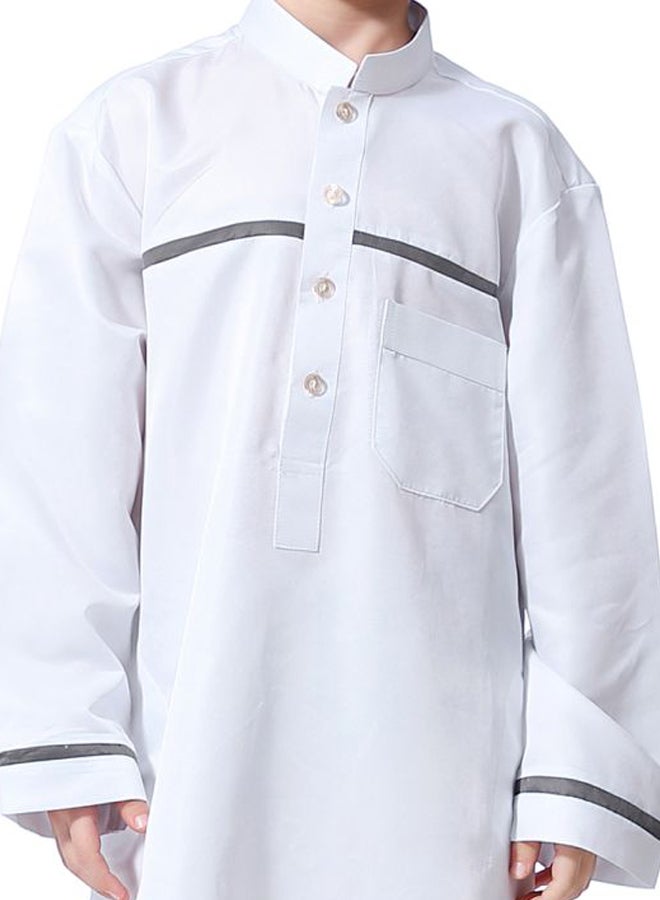 Hanyimidoo Pack Of 42 Kids High Neck Kandora White/Black  - Image 3