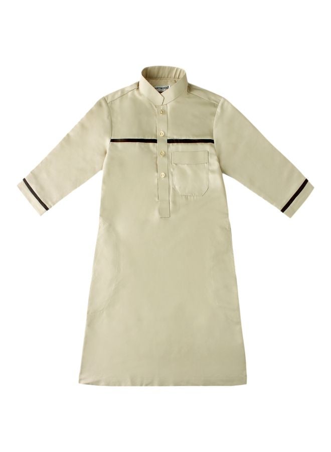 Hanyimidoo 48 Pack Kids High Neck Kandora Beige/Black  - Image 1