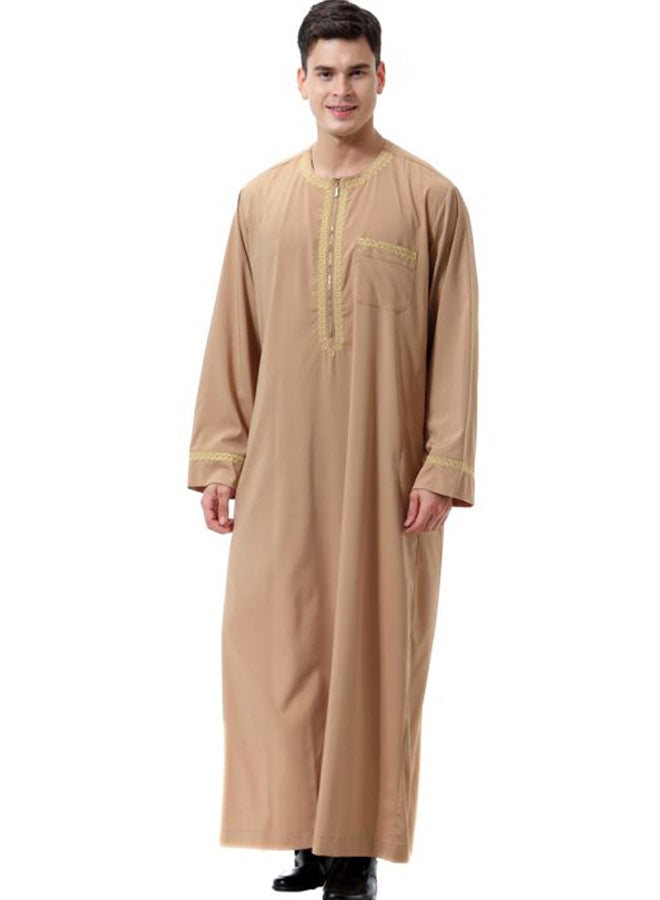 Hanyimidoo - 52 Pack Zipper Round Neck Kandora Beige - Image 1