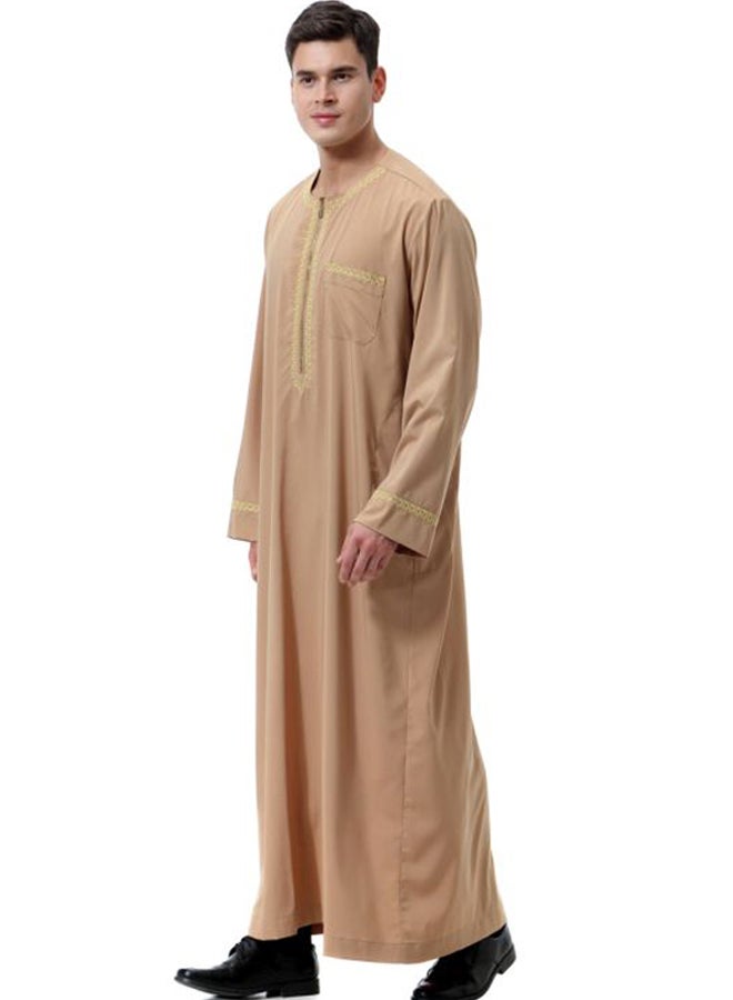 Hanyimidoo - 52 Pack Zipper Round Neck Kandora Beige - Image 1
