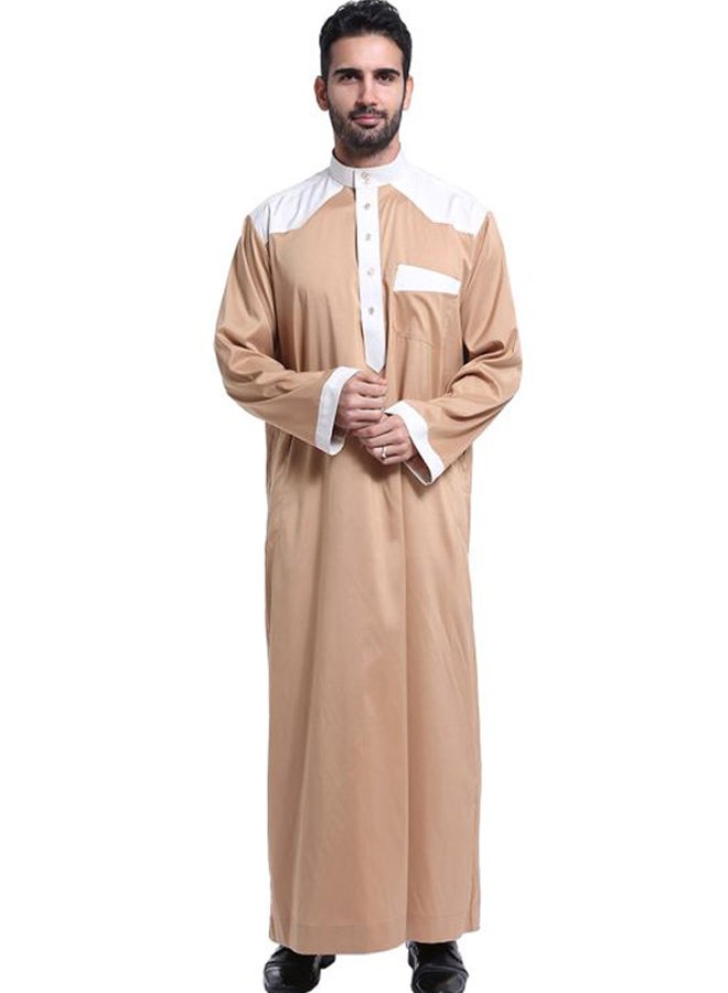 Hanyimidoo - 60 Pack High Neck Kandora Beige/White - Image 1