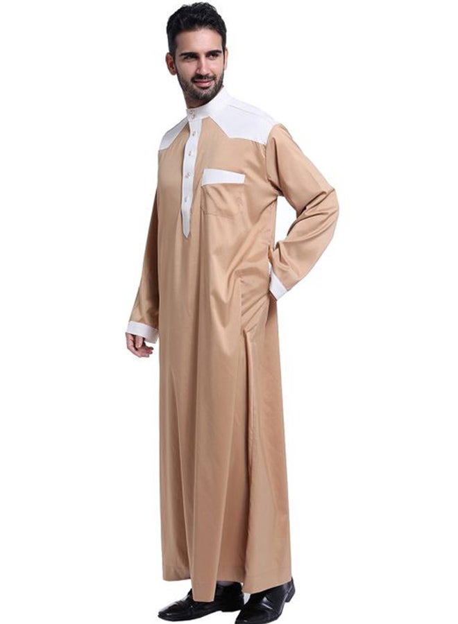 Hanyimidoo - 60 Pack High Neck Kandora Beige/White - Image 1