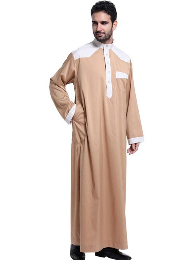 Hanyimidoo - 60 Pack High Neck Kandora Beige/White - Image 1
