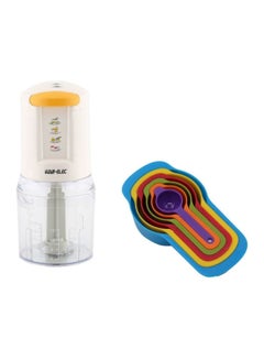 مفرمة بصل كهربائية قدرة 300 وات مع طقم ملاعق قياس 6 في 1 0.5 L 300 W 90562/1-B21 أصفر/أبيض/أزرق