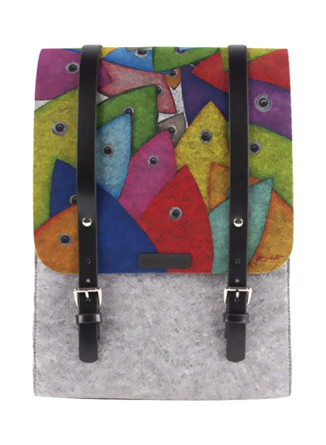 بيج ديزاين حقيبة ظهر كورنوكوبيا مصنوعةٌ من اللباد بتصميم سمكة رمادي/أحمر/زهري - Image 1