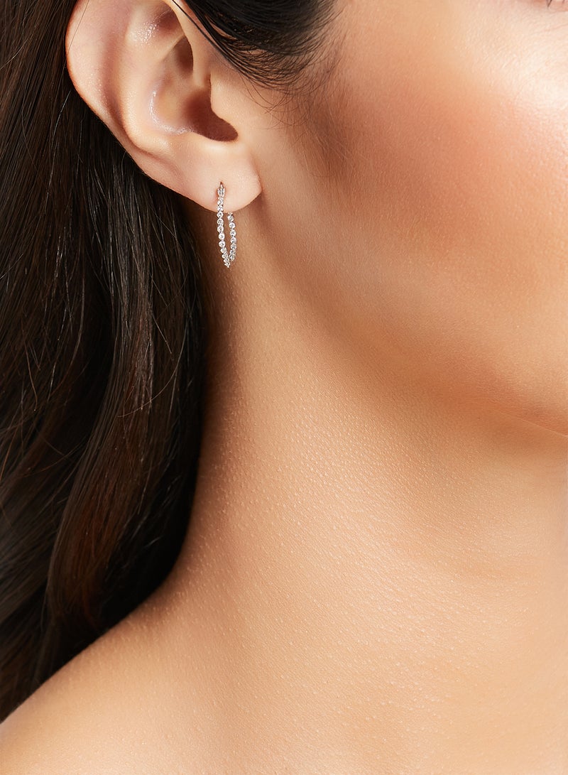 أناكا أقراط من الذهب الأبيض عيار 18 قيراط مرصعة بالألماس - Image 3