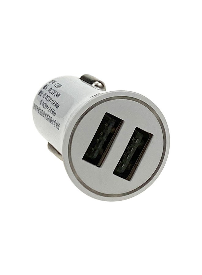 شاحن سيارة بمنفذ USB مزدوج بتيار 2.4 أمبير أبيض - Image 3