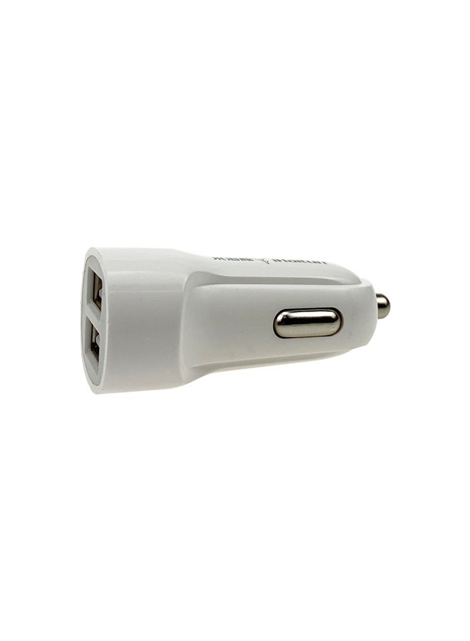 شاحن سيارة بمنفذي USB أبيض - Image 2