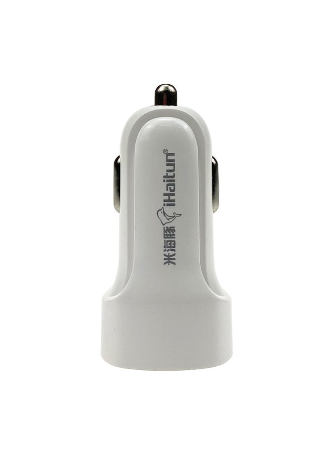 شاحن سيارة بمنفذي USB أبيض - Image 1